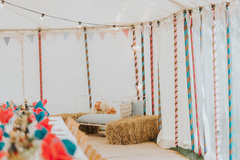 Hay Bales Seating Countryside Wedding Cotswolds Kate Waters Photography
