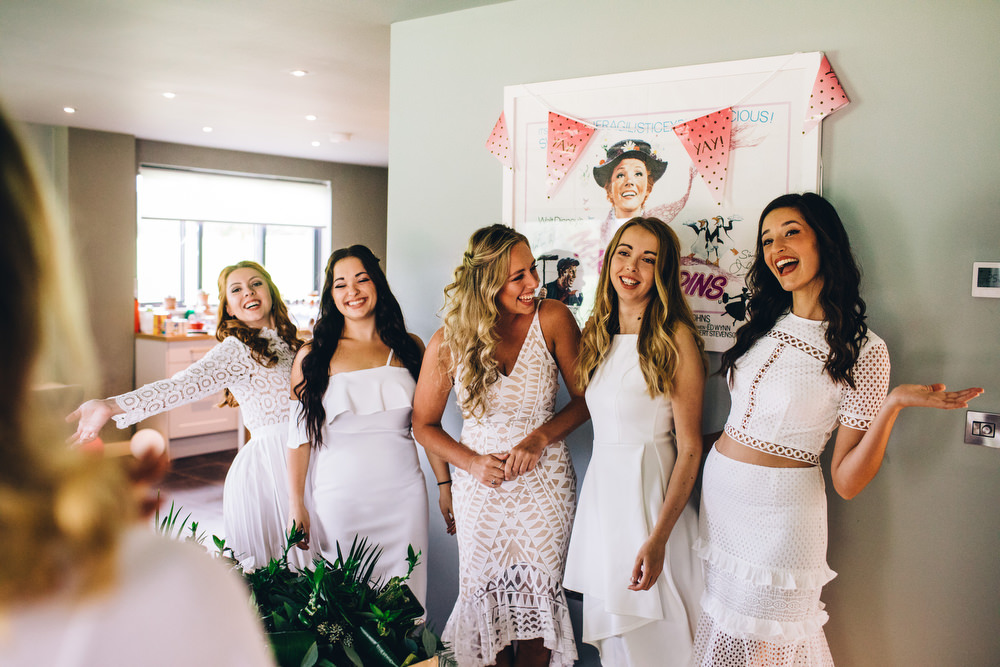 White Mismatched Bridesmaid Dresses Deer Park Country House Hotel Wedding Richard Skins Photography