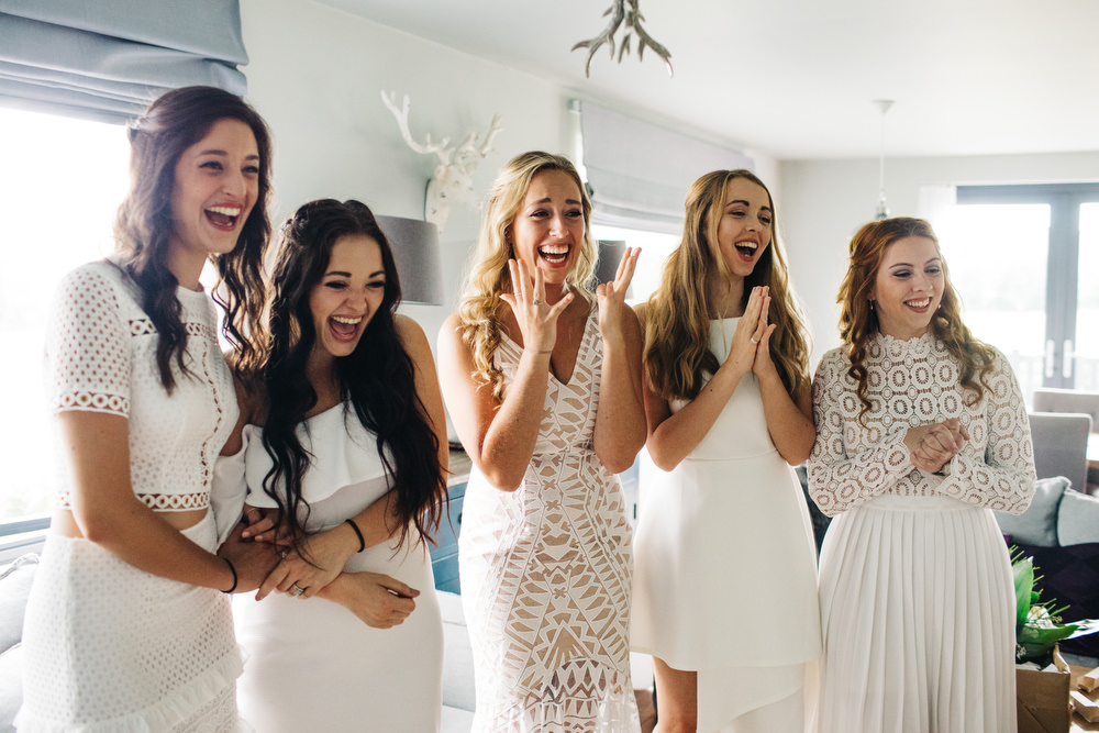 White Mismatched Bridesmaid Dresses Deer Park Country House Hotel Wedding Richard Skins Photography