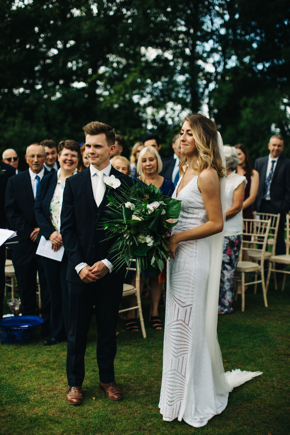Sequin Dress Bride Bridal Gown Spaghetti Straps Spilt Skirt Deer Park Country House Hotel Wedding Richard Skins Photography