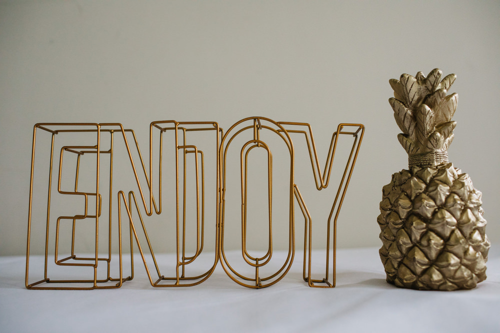 Gold Pineapple Decor Enjoy Sign Deer Park Country House Hotel Wedding Richard Skins Photography