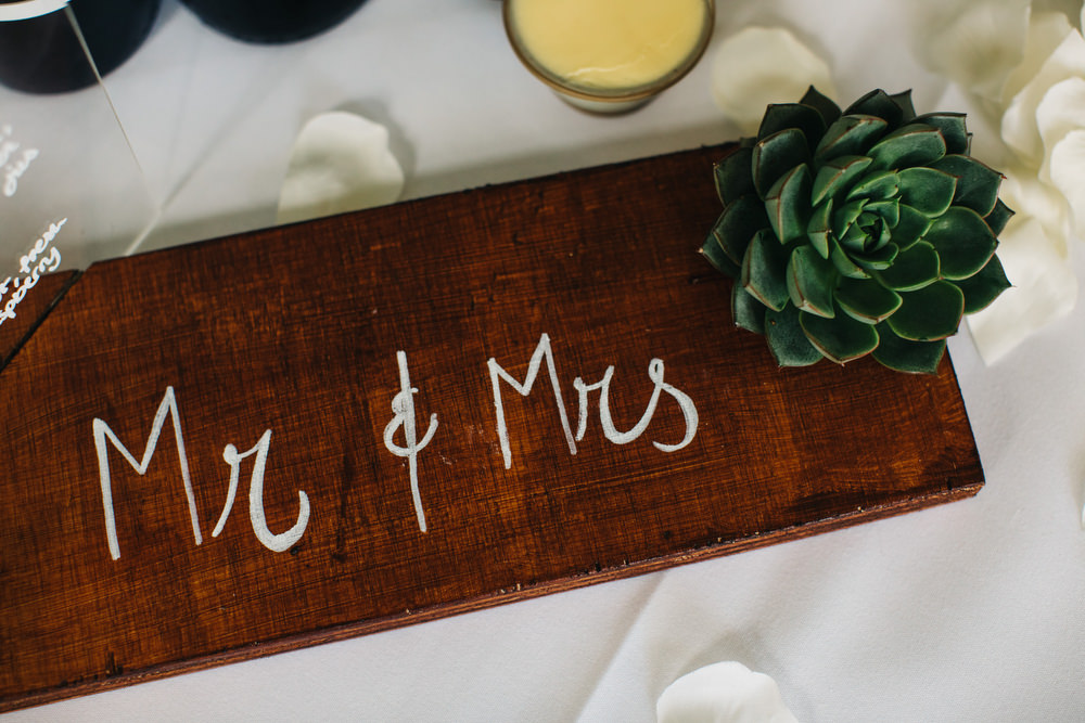 Mr Mrs Wooden Rustic Sign Succulent Deer Park Country House Hotel Wedding Richard Skins Photography