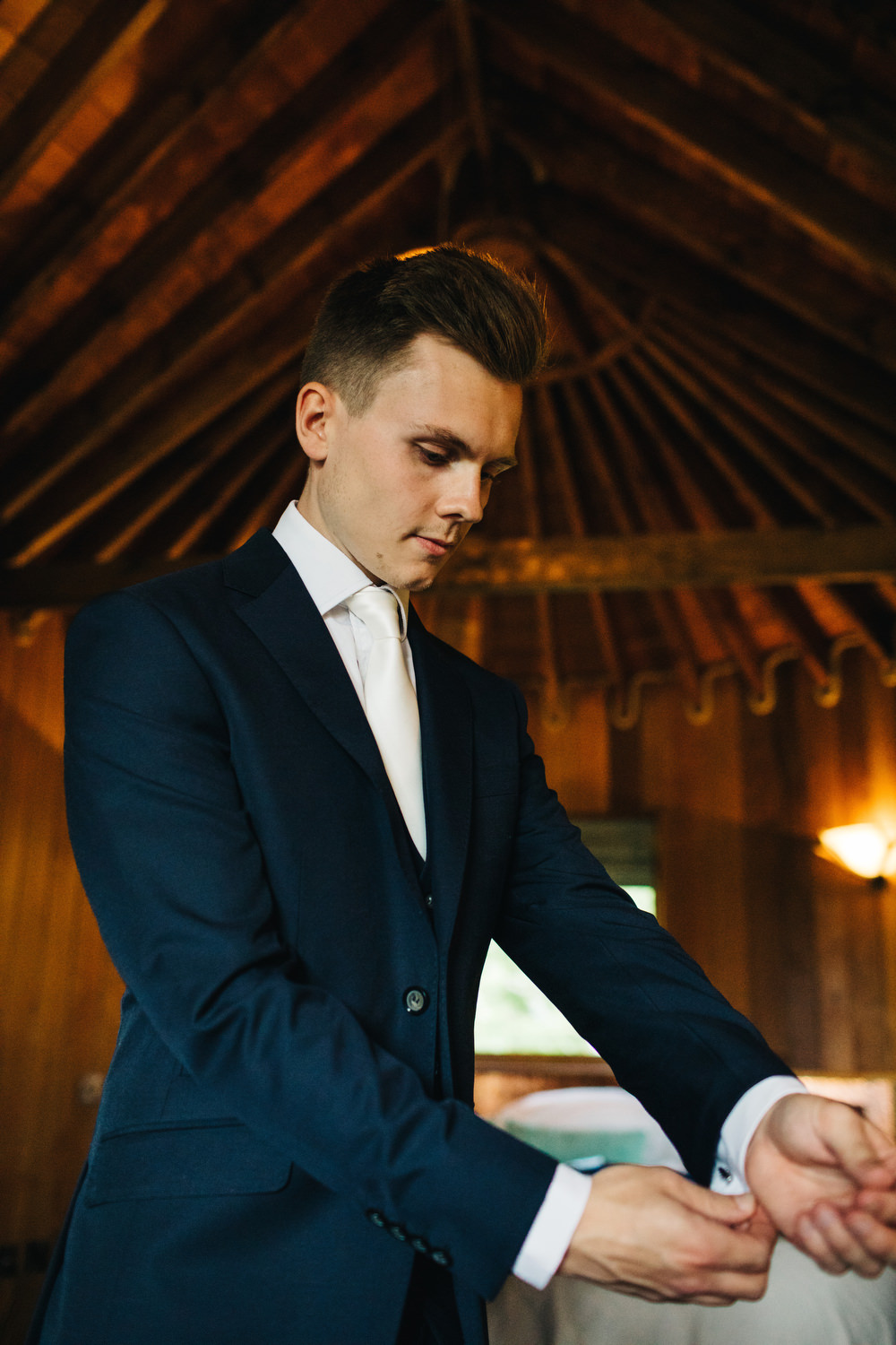 Groom Suit Navy White Tie Deer Park Country House Hotel Wedding Richard Skins Photography