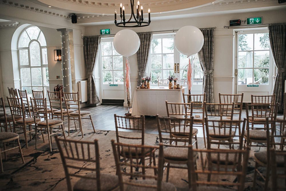 Giant Tassel Balloons Ceremony Folly Farmhouse Mackworth Wedding Pear&Bear Photography