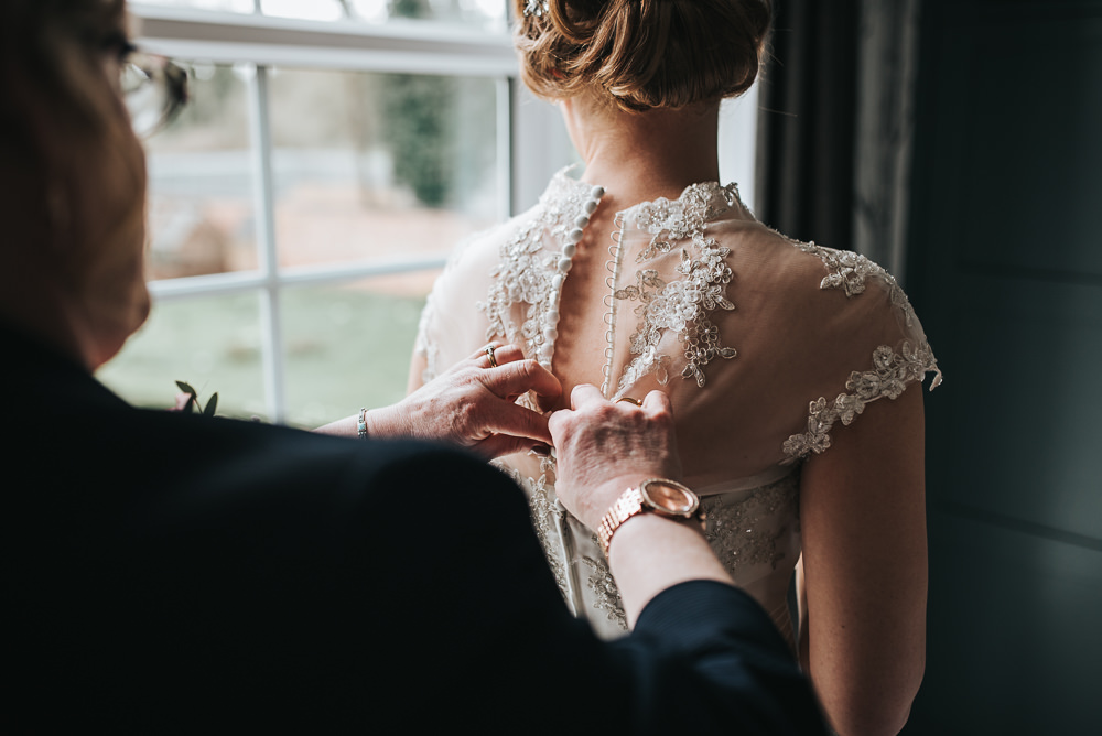 Dress Gown Bride Bridal Lace Button Back Folly Farmhouse Mackworth Wedding Pear&Bear Photography