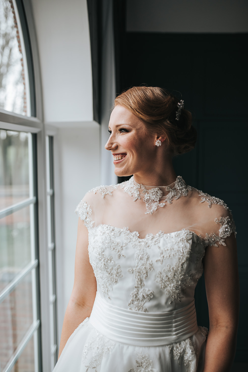 Dress Gown Bride Bridal Lace Sweetheart Folly Farmhouse Mackworth Wedding Pear&Bear Photography