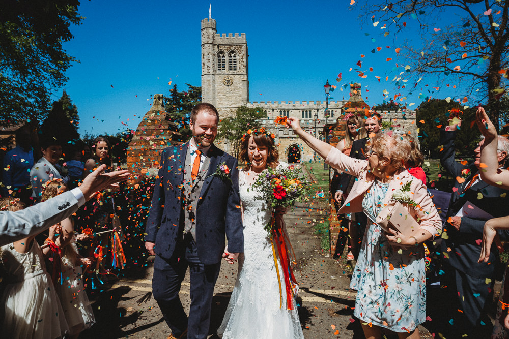Confetti Throw Furtho Manor Farm Wedding Ben Cotterill Photography