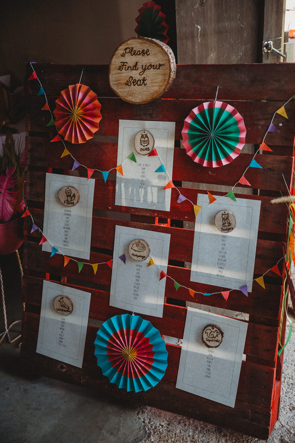 Seating Plan Table Chart Wooden Pallet Furtho Manor Farm Wedding Ben Cotterill Photography