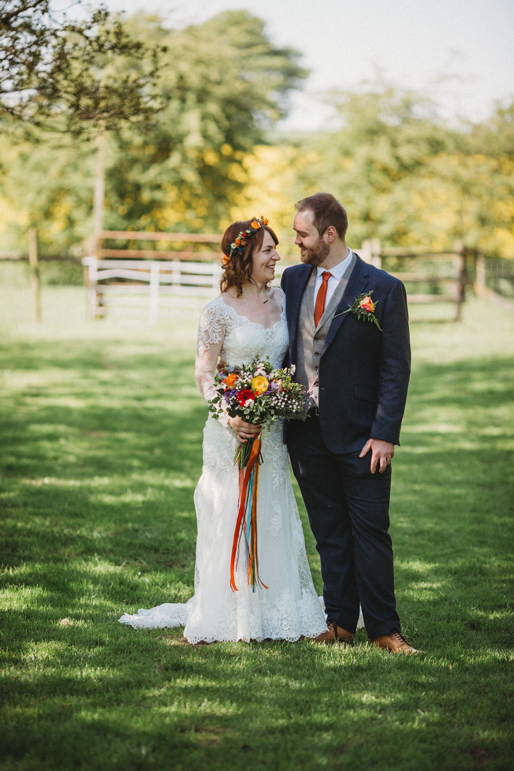 Suit Groom Waistcoat Navy Grey Orange Tie Furtho Manor Farm Wedding Ben Cotterill Photography