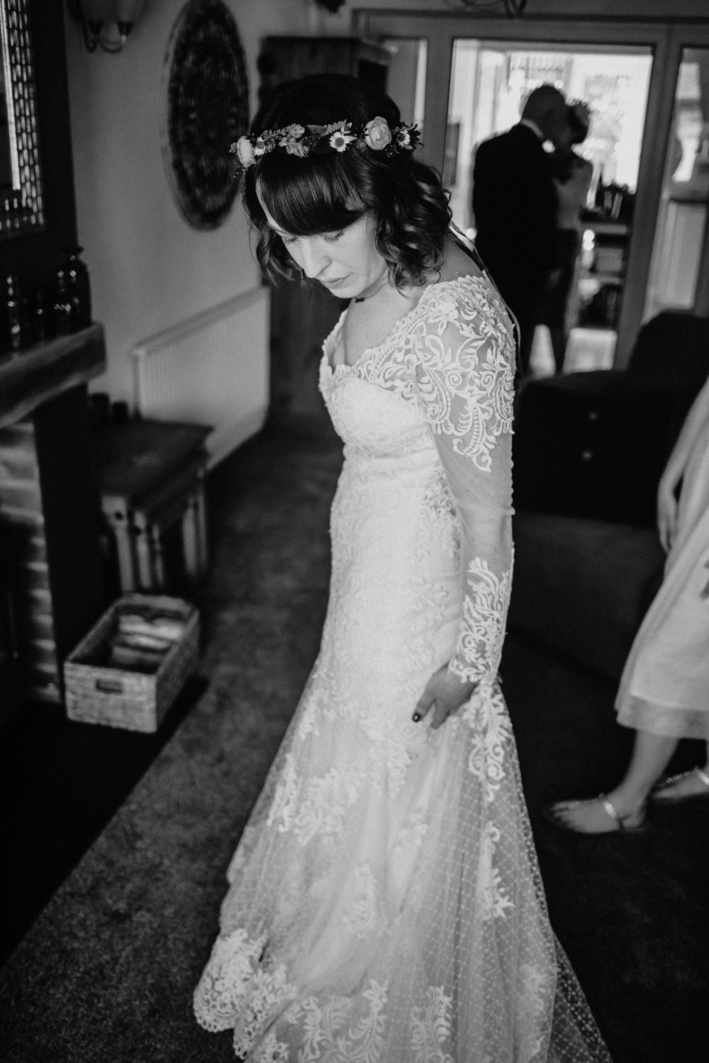 Maggie Sottero Dress Gown Lace Sleeves Bride Bridal Furtho Manor Farm Wedding Ben Cotterill Photography