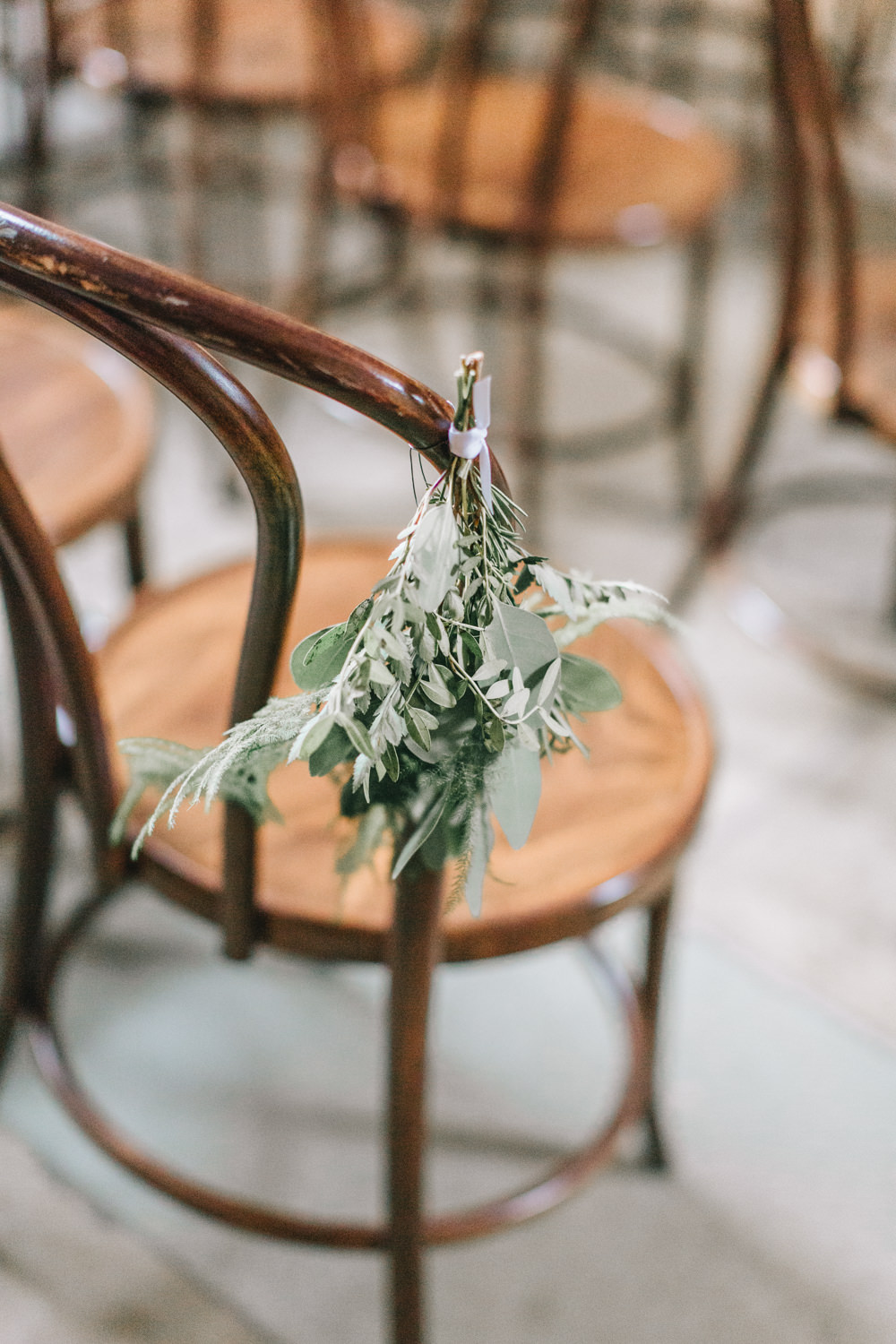 Bouquet Flowers Chairs Pew End White Greenery Foliage Healey Barn Wedding Amy Lou Photography