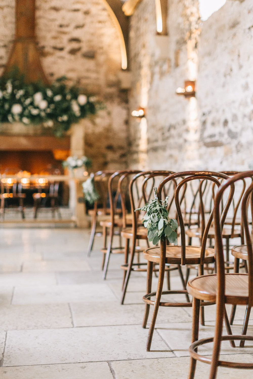 Flowers Pew Ends White Greenery Foliage Aisle Ceremony Healey Barn Wedding Amy Lou Photography
