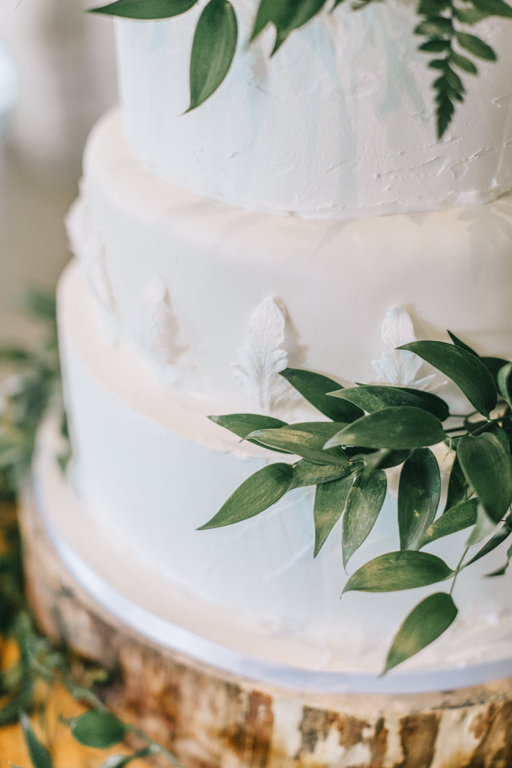 Rustic White Iced Cake Greenery Healey Barn Wedding Amy Lou Photography