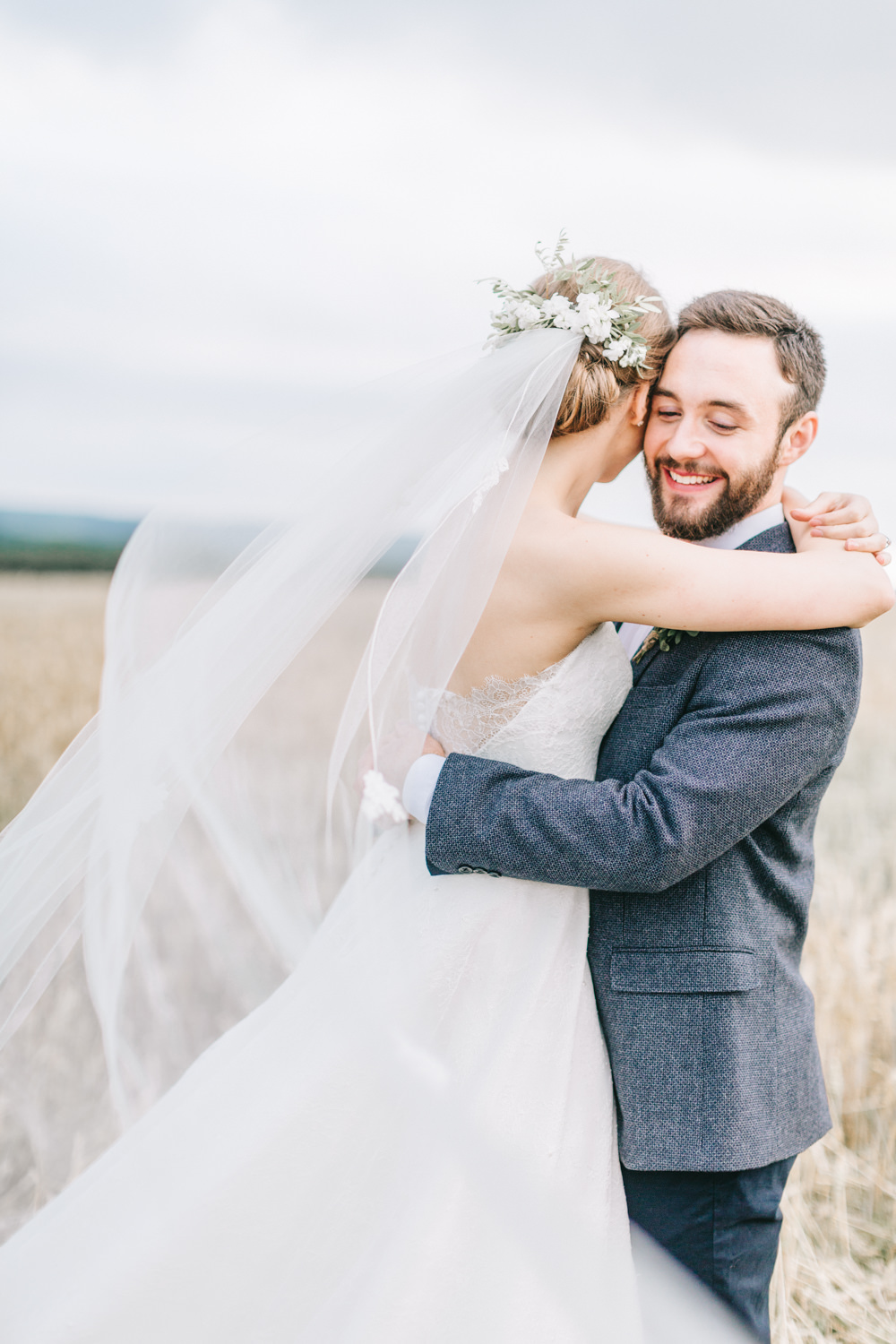 Bride Bridal Dress Gown Lace Strapless A Line Skirt Veil Flowers Healey Barn Wedding Amy Lou Photography