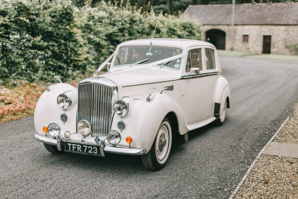 Classic Vintage Car Transport Healey Barn Wedding Amy Lou Photography