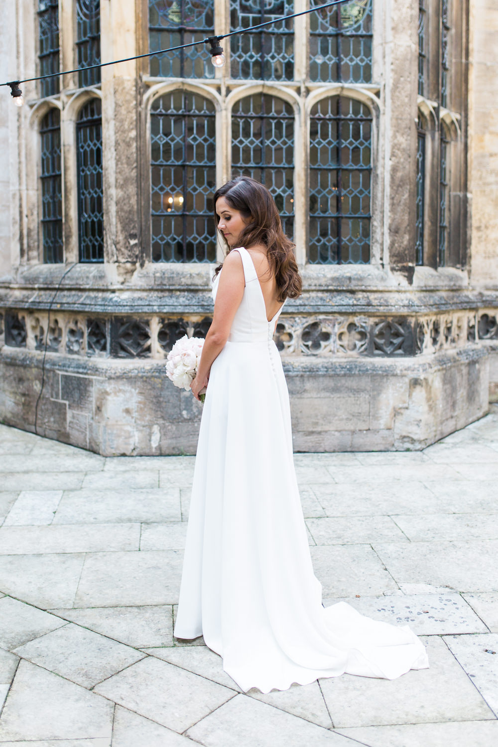 Bride Bridal Dress Gown Cowl Neck Train Hengrave Hall Wedding Gemma Giorgio Photography