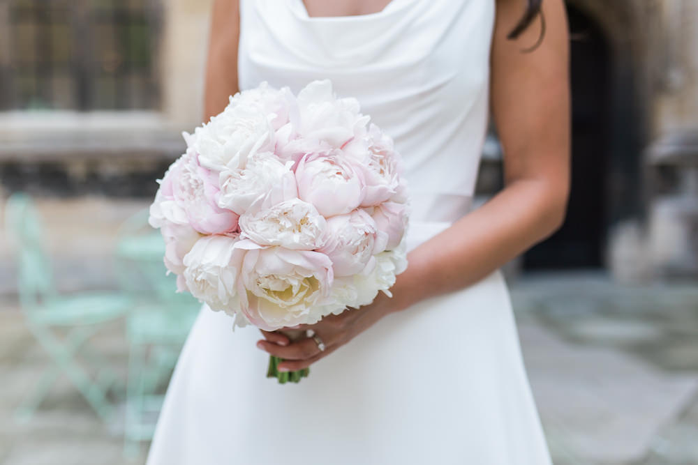 Bride Bridal Bouquet Peony Blush Posy Hengrave Hall Wedding Gemma Giorgio Photography