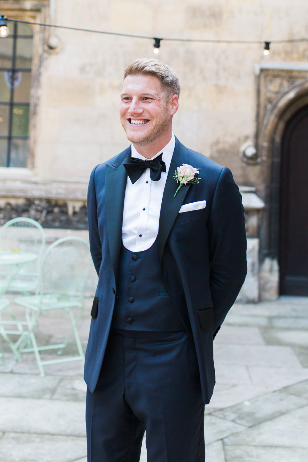 Tuxedo Groom Bib Waistcoat Pocket Square Hengrave Hall Wedding Gemma Giorgio Photography