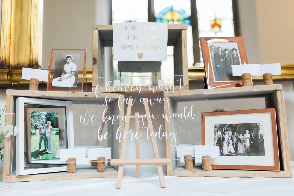 Wooden Box Display Photo Frame Perspex Glass Sign Modern Calligraphy Hengrave Hall Wedding Gemma Giorgio Photography