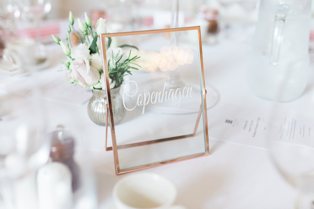 Table Name Copper Frame Calligraphy Hengrave Hall Wedding Gemma Giorgio Photography