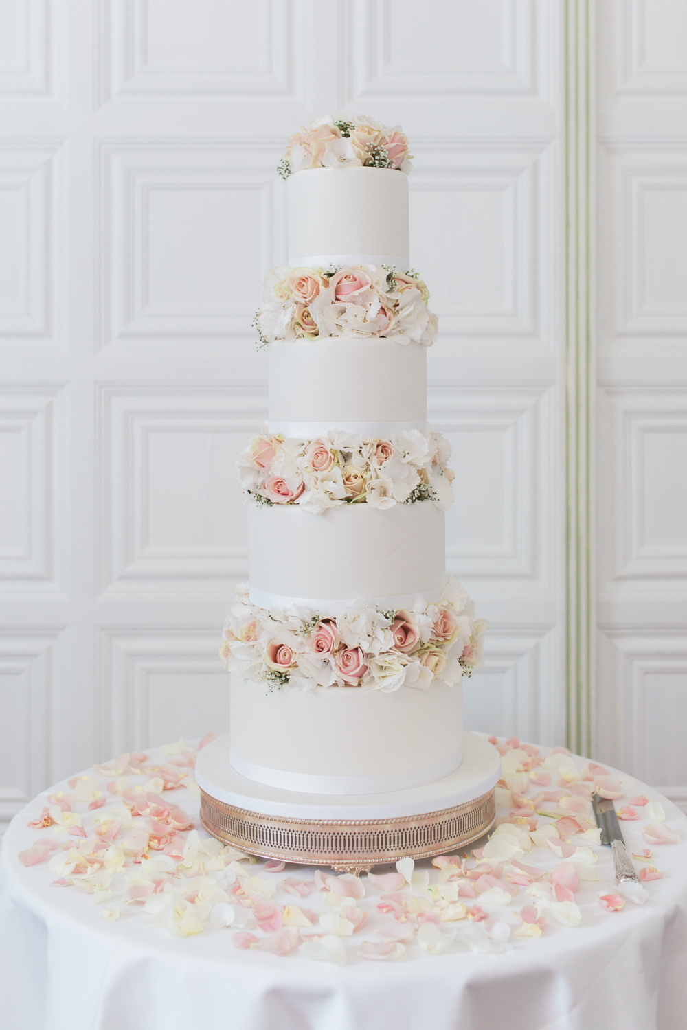 Tiered Cake Flowers Floral Traditional Iced Hengrave Hall Wedding Gemma Giorgio Photography