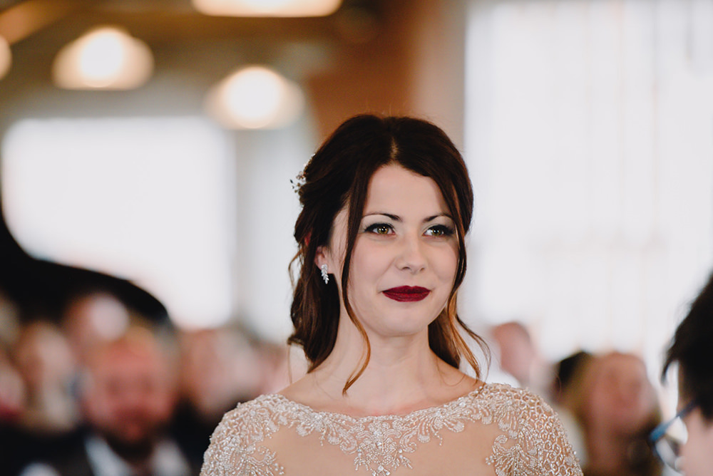 Bride Bridal Make Up Red Lips Lipstick Industrial Winter Wedding Reality Photography