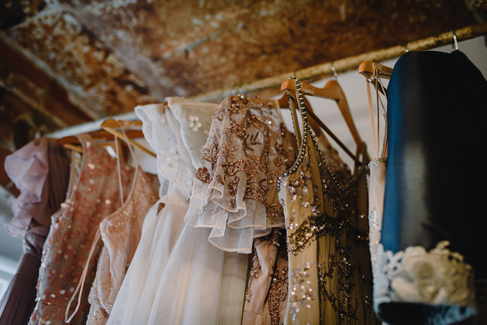 Bridesmaid Dresses Sequins Gold Rose Industrial Winter Wedding Reality Photography