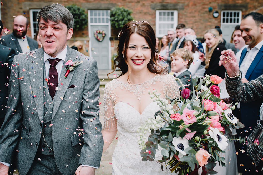 Confetti Throw Bride Groom Industrial Winter Wedding Reality Photography