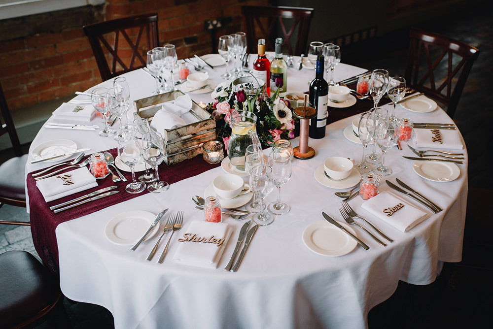 Table Decor Laser Wood Place Names Industrial Winter Wedding Reality Photography