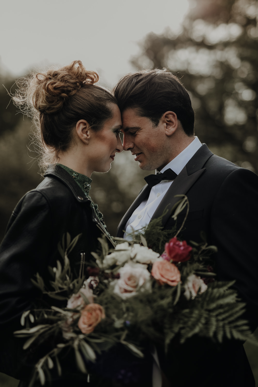 Tuxedo Groom Bow Tie Modern Gothic Woods Wedding Ideas Ayelle Photography