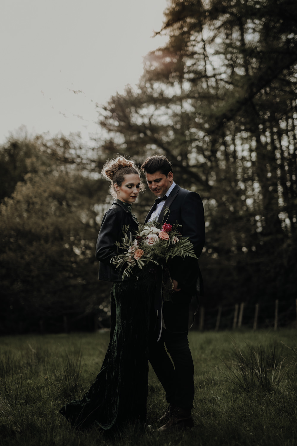 Tuxedo Groom Bow Tie Modern Gothic Woods Wedding Ideas Ayelle Photography