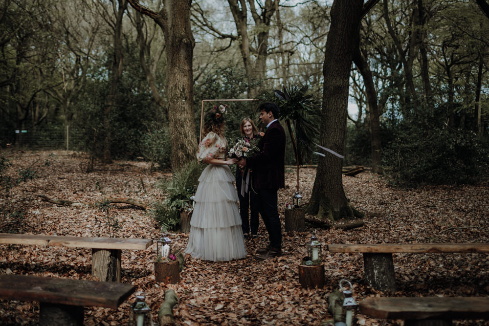 Outdoor Woodland Forrest Ceremony Modern Gothic Woods Wedding Ideas Ayelle Photography