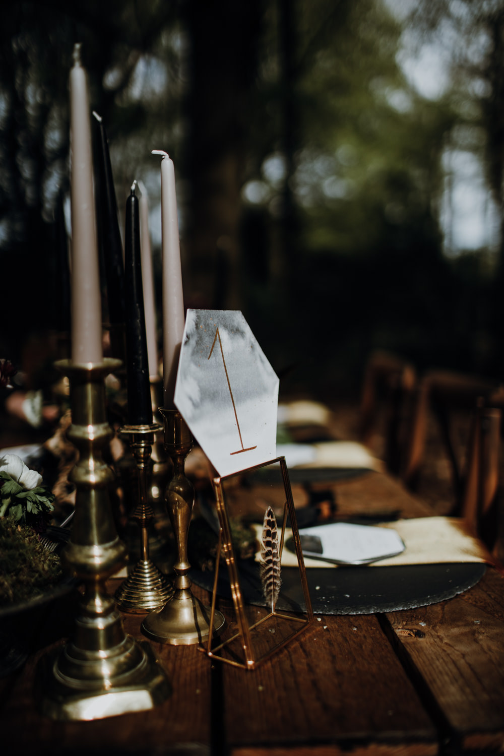 Marble Gold Table Number Name Modern Gothic Woods Wedding Ideas Ayelle Photography