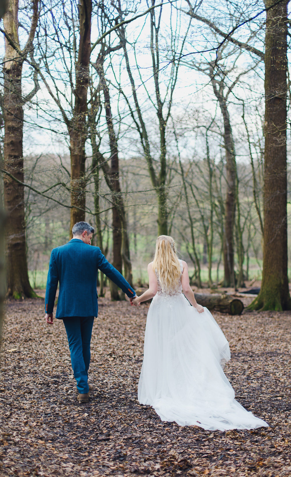 Dress Bride Bridal Gown Train Tulle Floral Flowers Nordic Woodland Elopement Wedding Ideas Nina Wernicke Photography