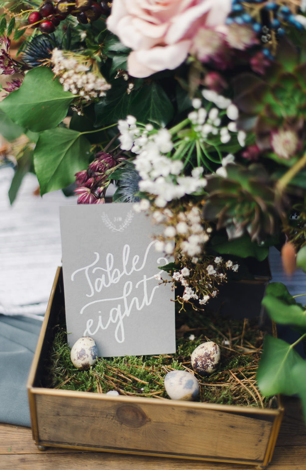 White Grey Stationery Calligraphy Table Number Nordic Woodland Elopement Wedding Ideas Nina Wernicke Photography