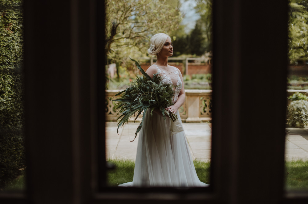 Bride Bridal Illusion Dress Gown Lace A Line Greenery Foliage Bouquet Organic Foliage Wedding Ideas Rubie Love Photography