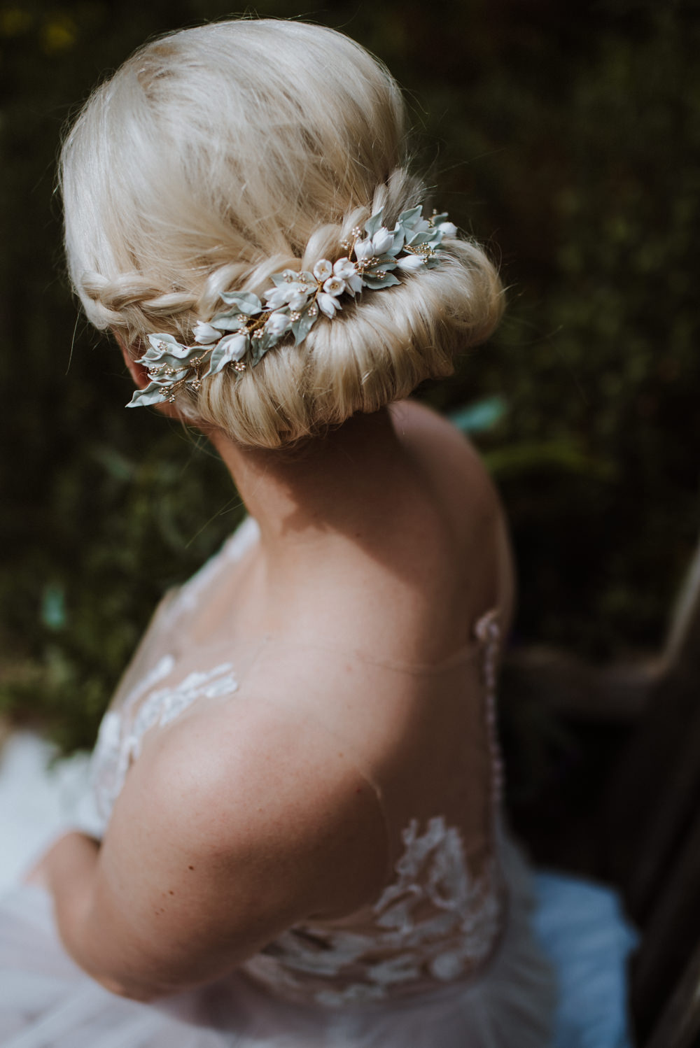 Leaf Hair Piece Up Do Chignon Organic Foliage Wedding Ideas Rubie Love Photography