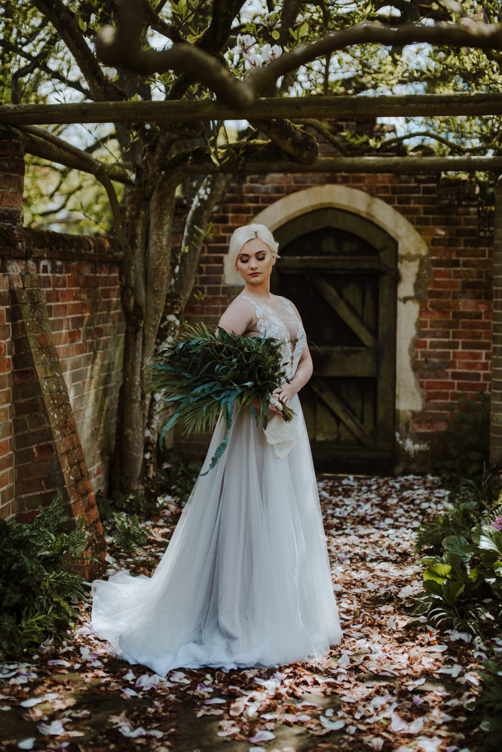 Bride Bridal Illusion Dress Gown Lace A Line Greenery Foliage Bouquet Organic Foliage Wedding Ideas Rubie Love Photography
