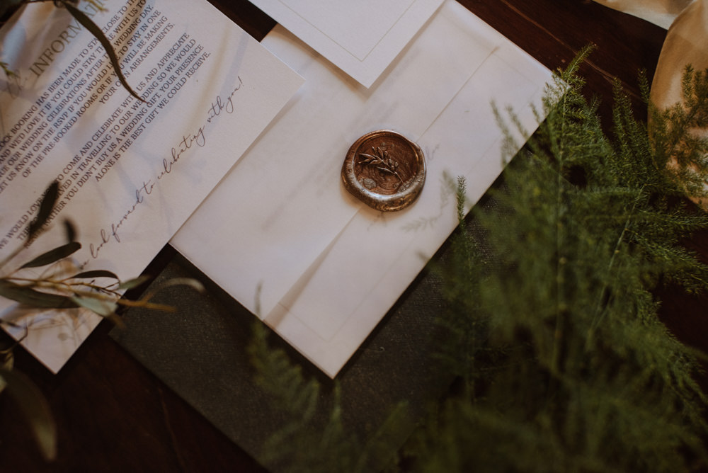 Invitation Stationery Wax Seal Fern Invitation Stationery Wax Seal Fern Organic Foliage Wedding Ideas Rubie Love Photography