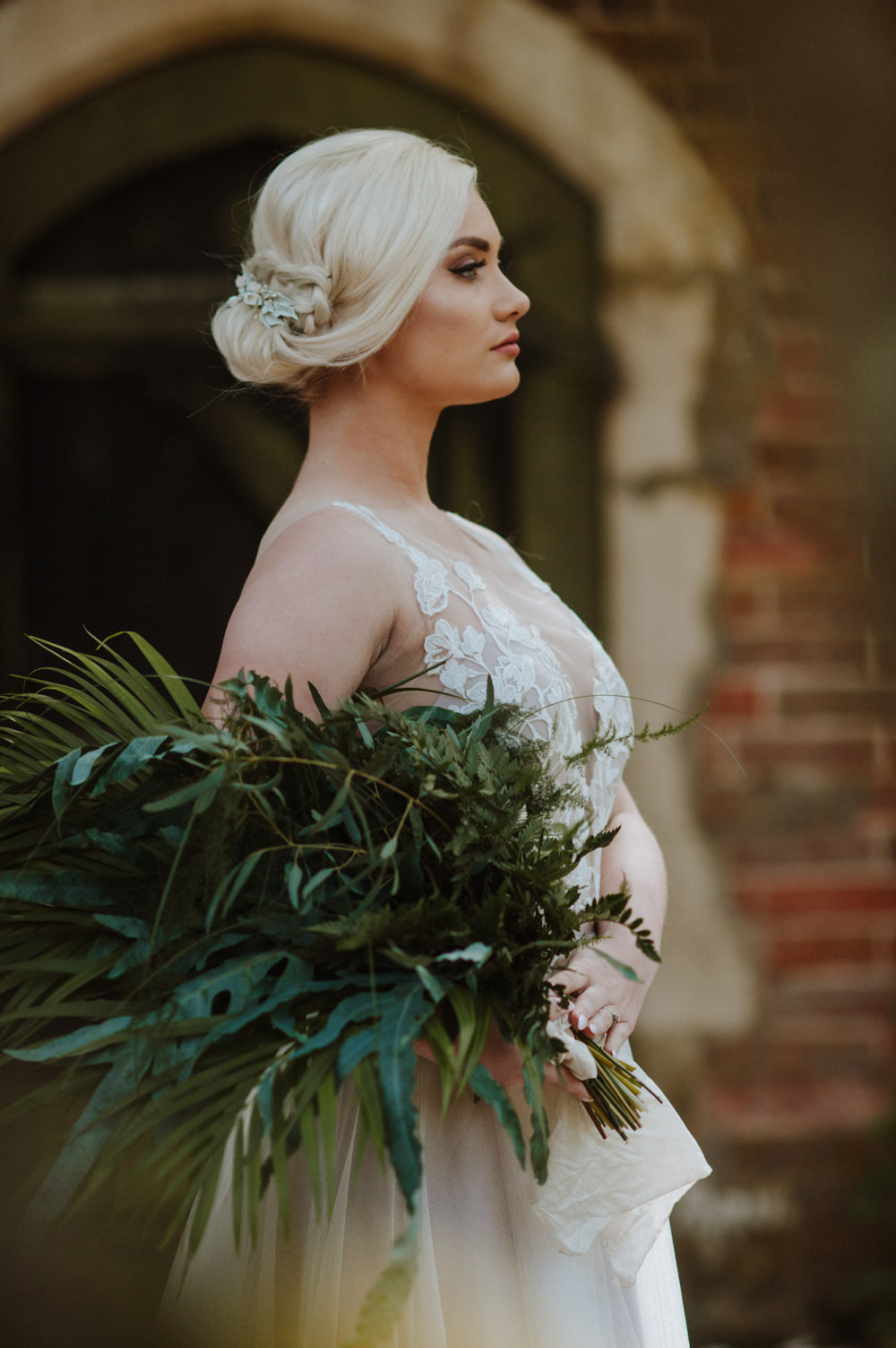 Bride Bridal Illusion Dress Gown Lace A Line Greenery Foliage Bouquet Organic Foliage Wedding Ideas Rubie Love Photography