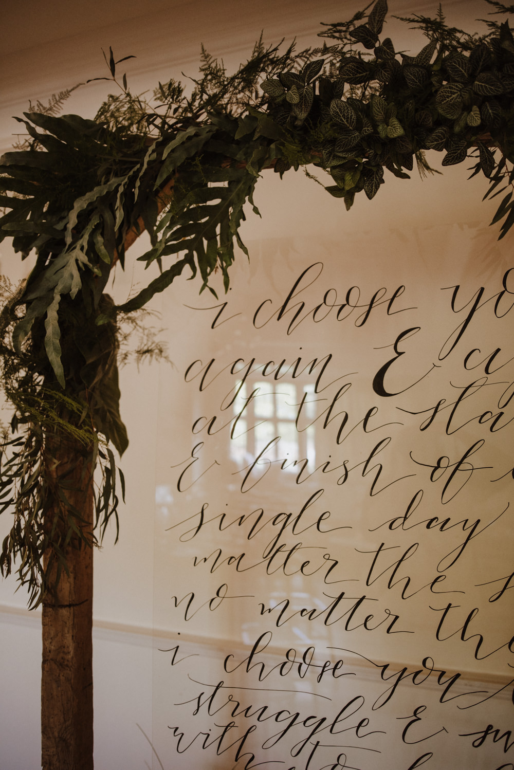 Calligraphy Perspex Sign Signage Greenery Organic Foliage Wedding Ideas Rubie Love Photography