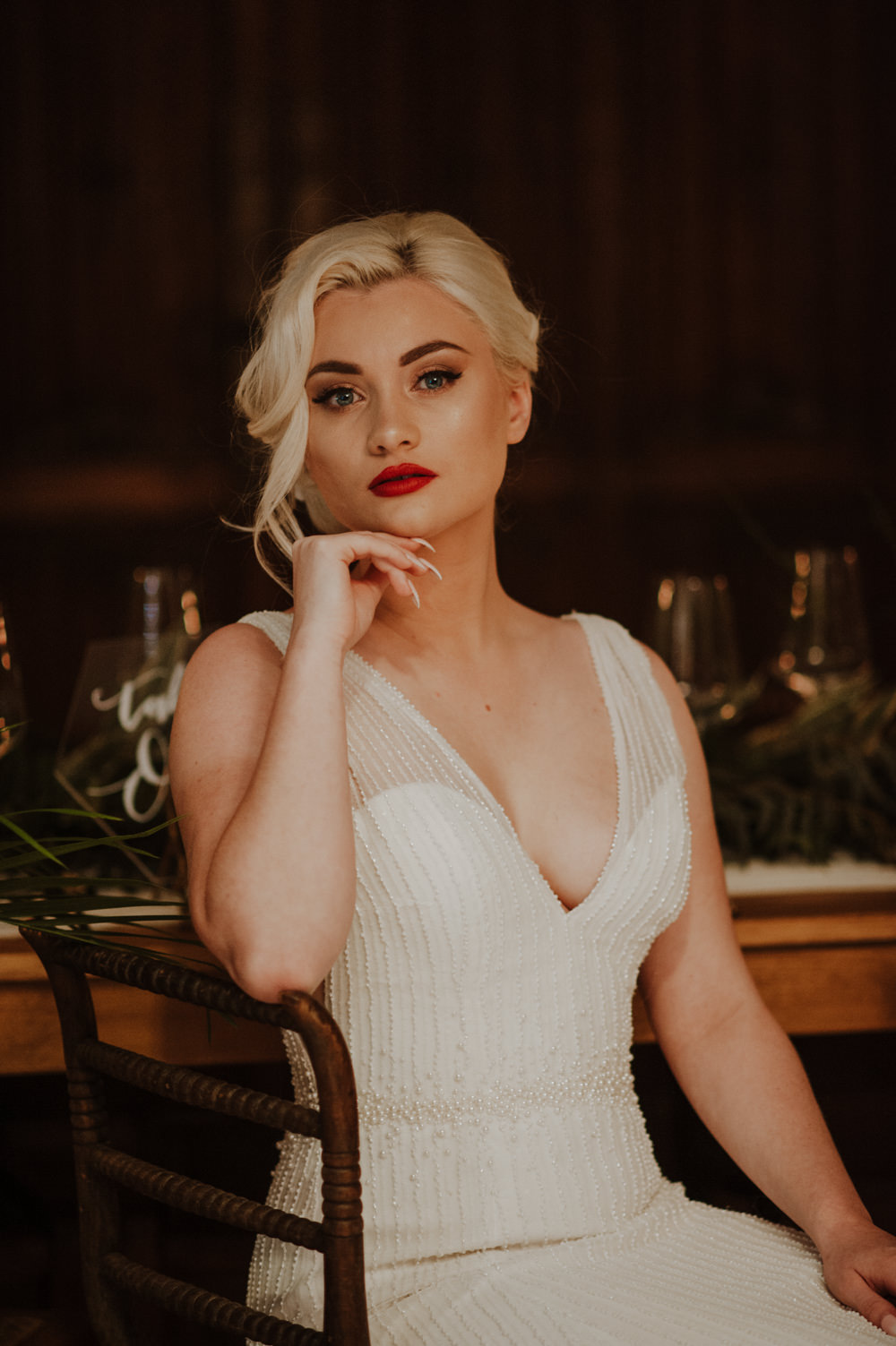 Bride Bridal Dress Gown Beaded V Neck Organic Foliage Wedding Ideas Rubie Love Photography