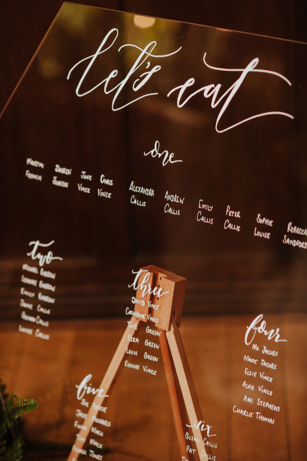 Glass Perspex Table Plan Seating Chart Modern Calligraphy Easel Organic Foliage Wedding Ideas Rubie Love Photography