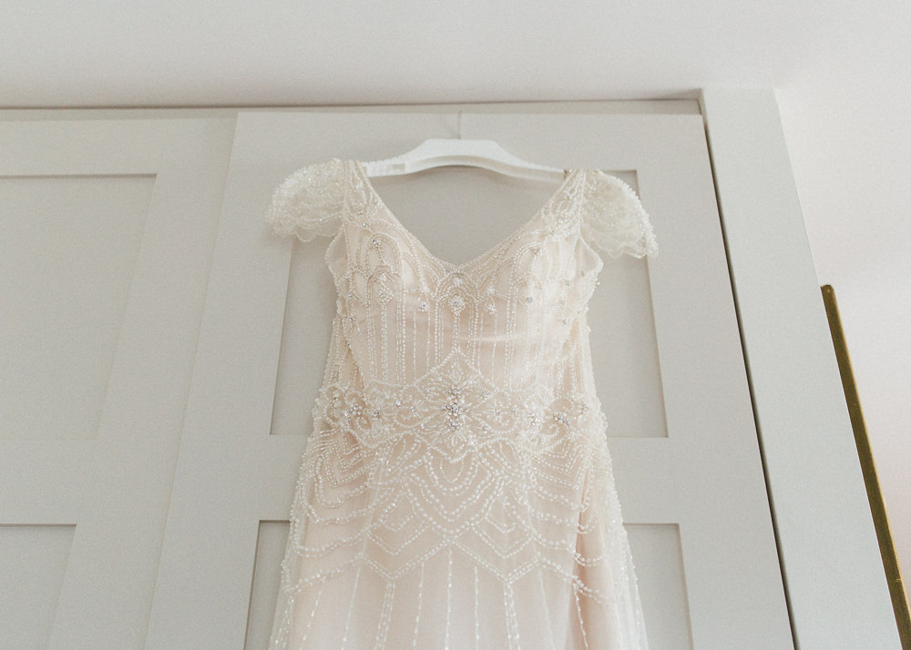 Maggie Sottero Dress Gown Bride Bridal Beaded Sleeves Cap Oxleaze Barn Wedding Emily and Steve Photography