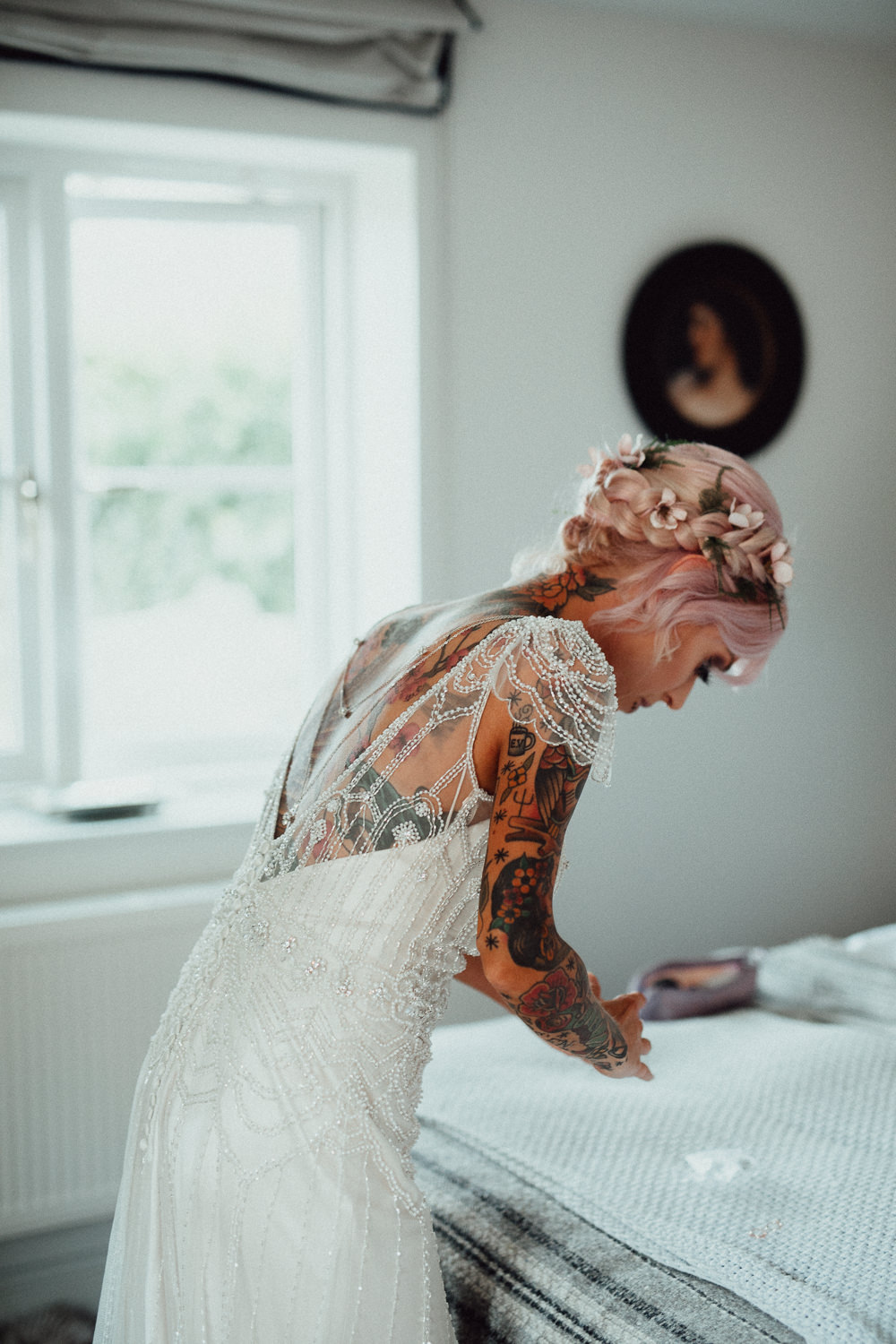 Maggie Sottero Dress Gown Bride Bridal Beaded Sleeves Cap Back Sheer Oxleaze Barn Wedding Emily and Steve Photography