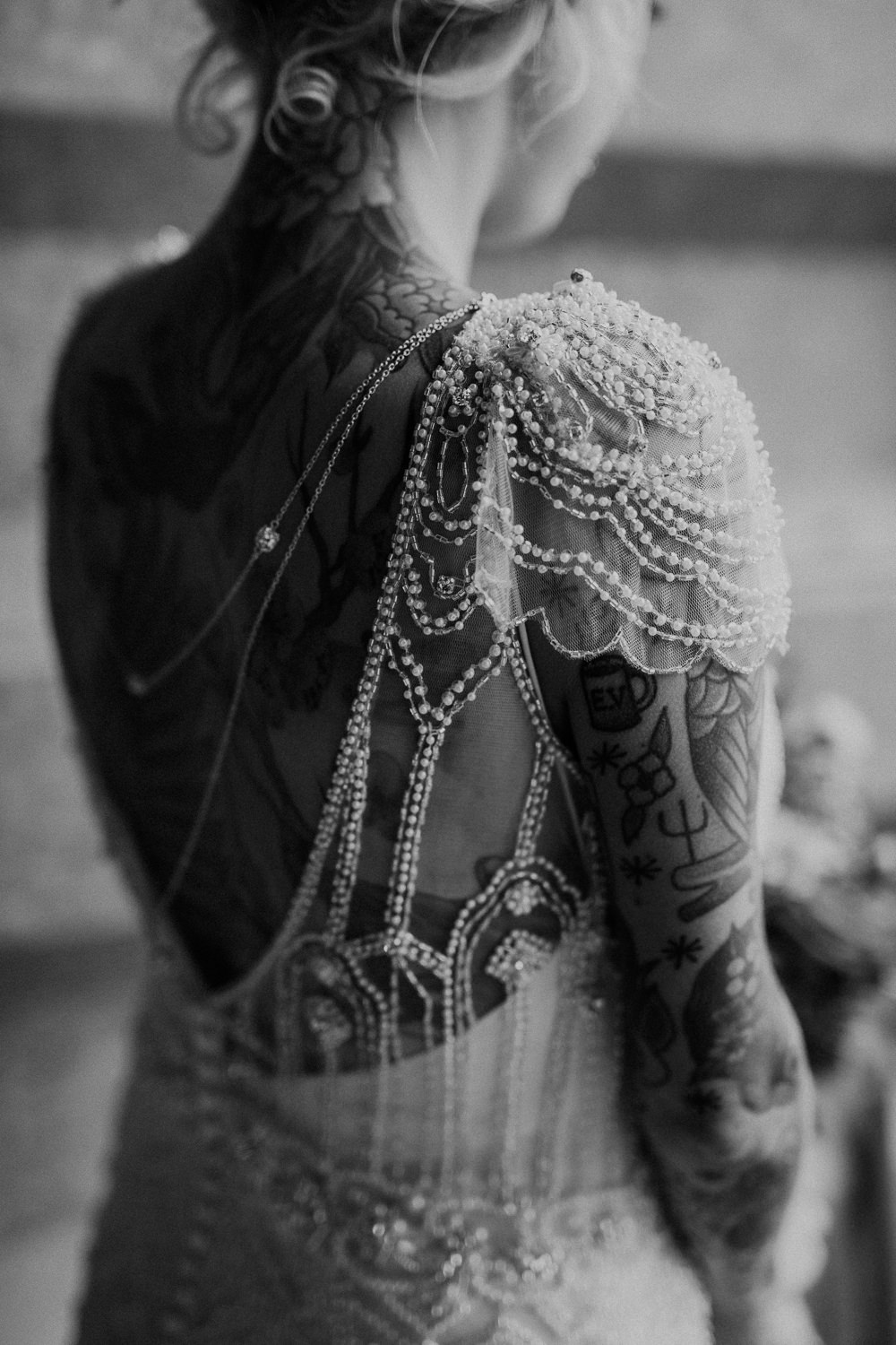 Maggie Sottero Dress Gown Bride Bridal Beaded Sleeves Cap Back Sheer Necklace Oxleaze Barn Wedding Emily and Steve Photography