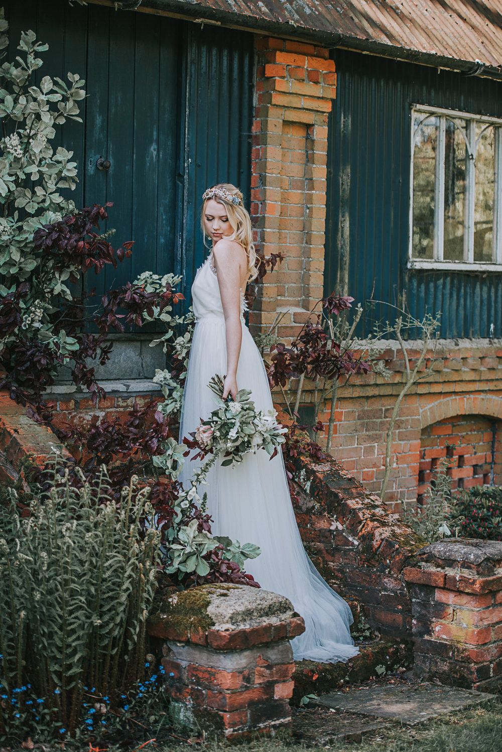 Secret Dresshouse Ethereal Bride Bridal Gown Eucalyptus Foliage Flower Florals River Romance Wedding Ideas Mindy Coe Photography