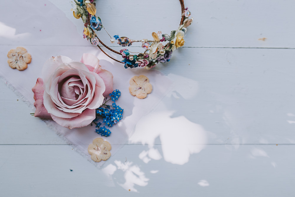 Floral Crown Hairpiece Bride Bridal River Romance Wedding Ideas Mindy Coe Photography