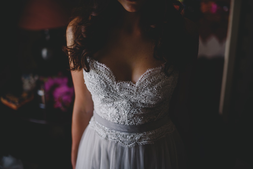 Bride Bridal Strapless Lace Blue Dress Gown Sweetheart Neckline Rustic Barn Wedding Georgia Rachael Photography