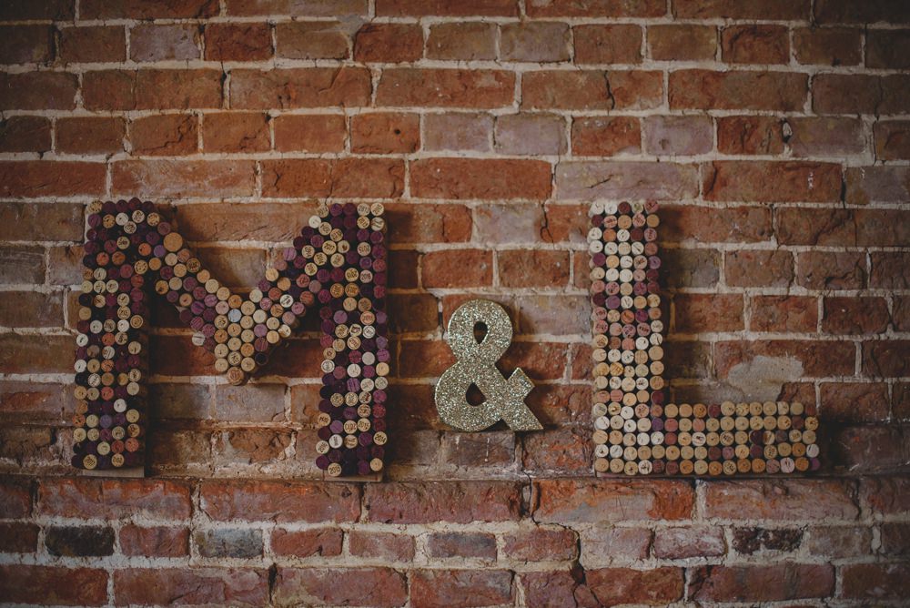 Initials Corks Letter Rustic Barn Wedding Georgia Rachael Photography